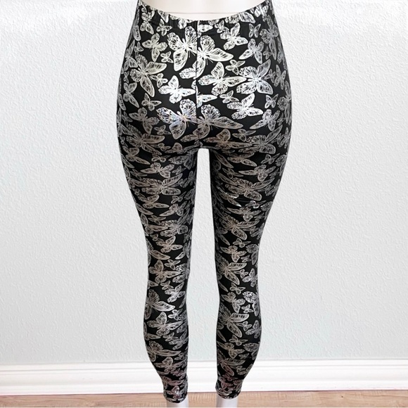 Goth Fairy Silver Butterfly print leggings OSFM - Picture 4 of 7